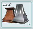 Copper Range Hoods, Stainless Range Hoods, Bronze Range Hoods, Pewter Range Hoods, Color Coat Range Hoods, Zinc and Steel Range Hoods