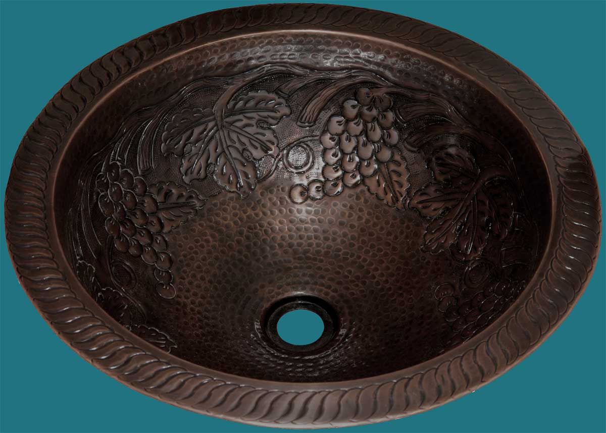 Copper Bath Sink - Grapevines Dark