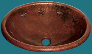 Copper Bath Sink - Oval Stars