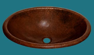Copper Bath Sink - Oval Rustic Hammered