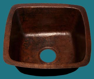 Copper Bar Sink - Hammered Square