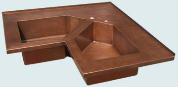 Custom Sinks Copper Special Shape  5-Sided Bowls In Corner Sink