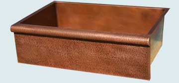 Copper Kitchen Sinks Special Apron  Bullnose Apron with Random Hammering