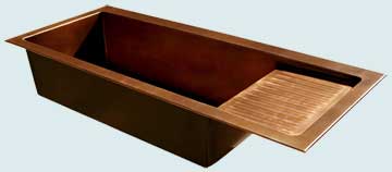 Copper Extra Large Sinks Drop-In with Drainboard