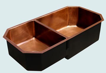 Custom Sinks Copper Special Shape  Octagonal 2-Compartment