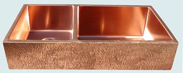 Custom Copper Farmhouse Sinks Large Double,Semigloss,Hammered Apron  