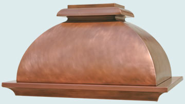  Copper Range Hood Smooth Body W/ Light Patina & French Scroll Band