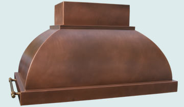  Copper Range Hood All Smooth Classic Island W/ Pot Rails