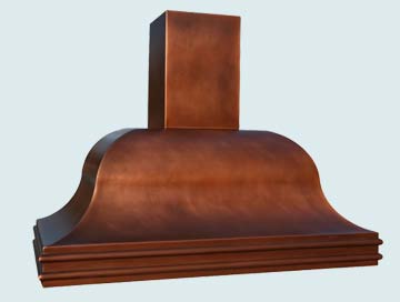  Copper Range Hood Long Body W/ Square Stack & Band Moldings