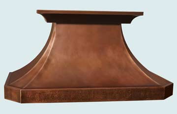  Copper Range Hood Smooth Body W/ Crown & Reverse Hammered Band