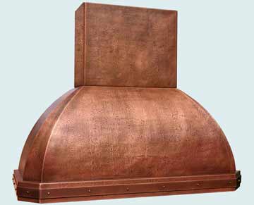  Copper Range Hood Reverse Hammered W/ Copper Strap & Rivets