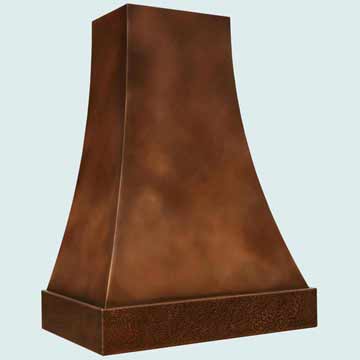  Copper Range Hood Patterned Patina & Hammered Bottom Band 