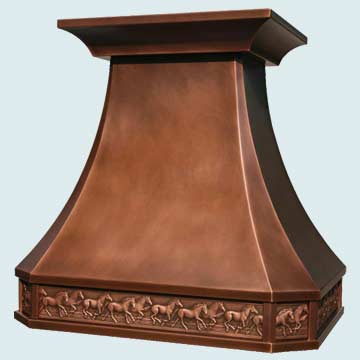  Copper Range Hood Running Horses On Bottom Band 