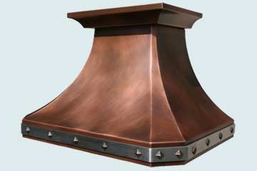  Copper Range Hood Smooth Body W/ Stainless Strap & Bronze Clavos