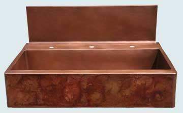 Copper Extra Large Sinks Tall Splash W/ Crackling Fire Patina On Apron