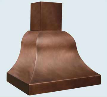  Copper Range Hood Smooth Body W/ Square Stack & Medium Patina