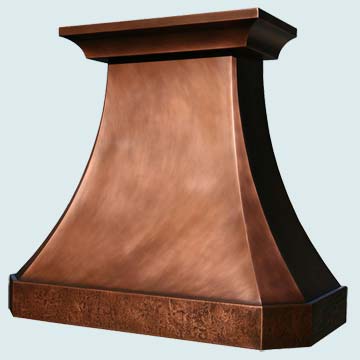  Copper Range Hood Smooth Body W/ Crown & Reverse Hammered Bottom Band