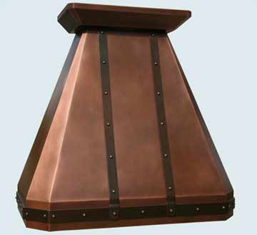  Copper Range Hood Angular Body W/ Brass Straps & Crown