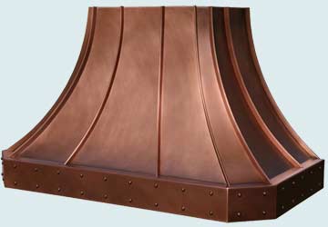  Copper Range Hood Standing Seams W/ Medium Patina & Copper Rivets 