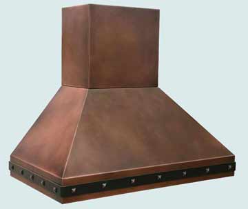  Copper Range Hood Classic Pyramid W/ Brass Strap & Clavos