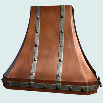  Copper Range Hood Hammered Zinc Straps W/ Bronze Clavos & Pot Rails