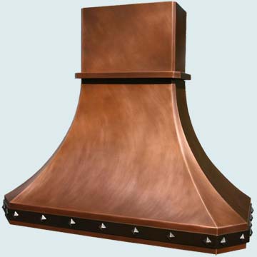  Copper Range Hood Medium Patina W/ Brass Strap & Bronze Clavos