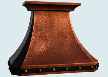  Copper Range Hood Reverse Hammered Body W/ Blackened Steel Strap