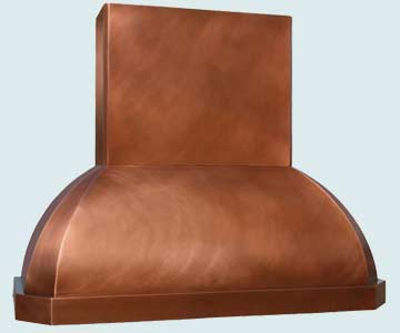  Copper Range Hood Long Body W/ Medium Patina & Stepped Band