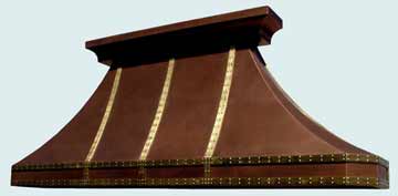  Copper Range Hood Super Large W/ Brass Straps & Medium Patina