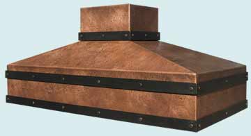  Copper Range Hood Reverse Hammered W/ Steel Straps & Copper Rivets