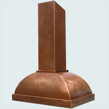  Copper Range Hood Reverse Hammered Band & Angled Stack