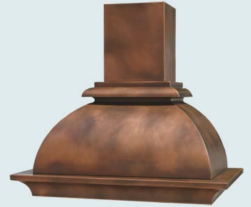  Copper Range Hood Smooth Body W/ Stack & Patterned Patina