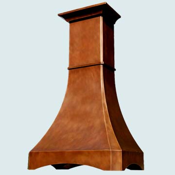  Copper Range Hood Tall Body W/ Paris Arches & Medium Patina