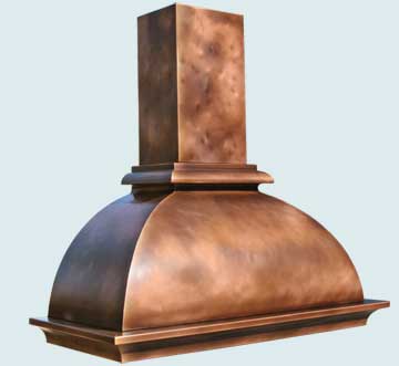  Copper Range Hood Distressed Body W/ Stack & Medium Patina