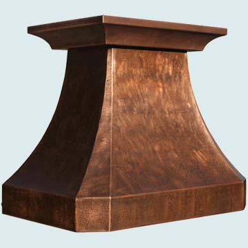  Copper Range Hood Reverse Hammered Body W/ Patterned Patina