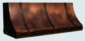  Copper Range Hood Brass Straps W/ Rivets & Strong Patterned Patina