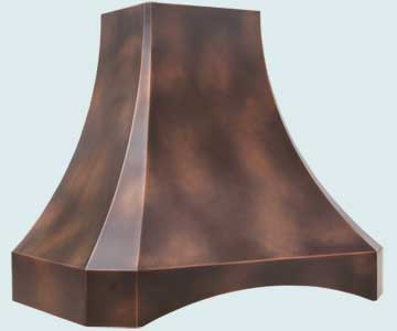  Copper Range Hood Smooth Body W/ Patterned Patina & Paris Arches