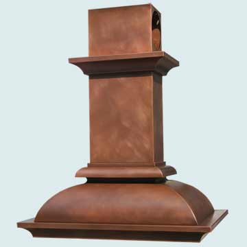  Copper Range Hood Tall Stack W/ Crown & Medium Patina