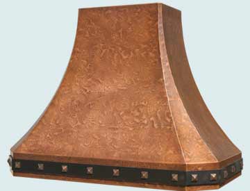  Copper Range Hood Ray's Famous Hammering W/ Steel Strap & Bronze Clavos