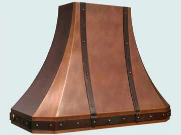  Copper Range Hood Medium Antique W/ Brass Straps & Rivets