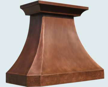 Custom Copper Range Hood with Hammered Band # 3229