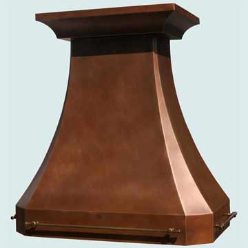  Copper Range Hood Smooth Body W/ Medium Patina & Pot Rails On All Sides