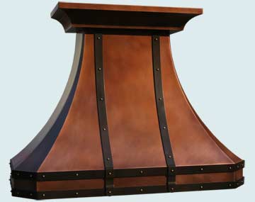  Copper Range Hood Medium Patina W/ Brass Straps & Rivets