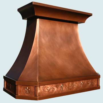  Copper Range Hood Repousse Fleur De Lis & Scrolls