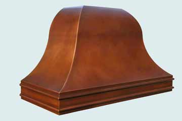  Copper Range Hood Smooth Body W/ Medium Patina & Band Moldings