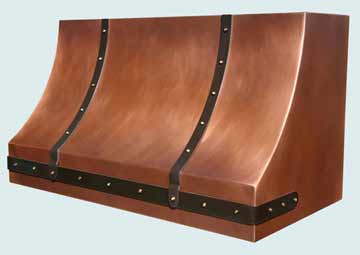  Copper Range Hood Dark Brass Straps & Brass Rivets