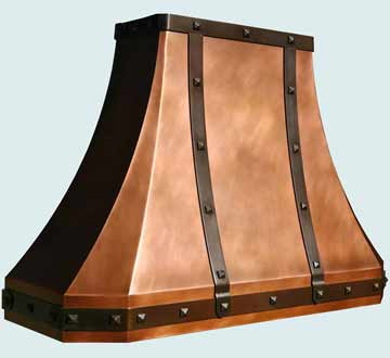  Copper Range Hood Smooth Body W/ Brass Straps & Medium Patina