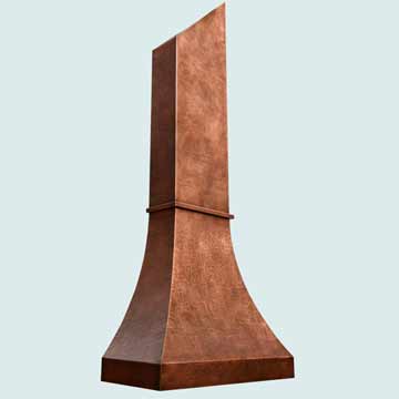  Copper Range Hood Reverse Hammered Hood, Molding, Angled Stack