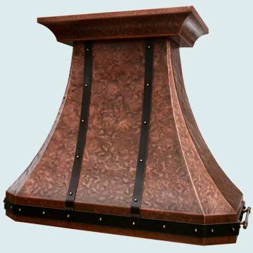  Copper Range Hood Ray's Hammering W/ Brass Straps & Pot Rails