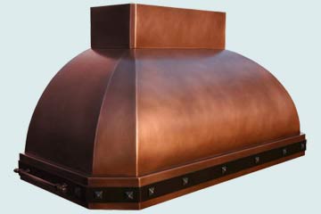  Copper Range Hood Medium Patina W/ Brass Strap & Pot Rails